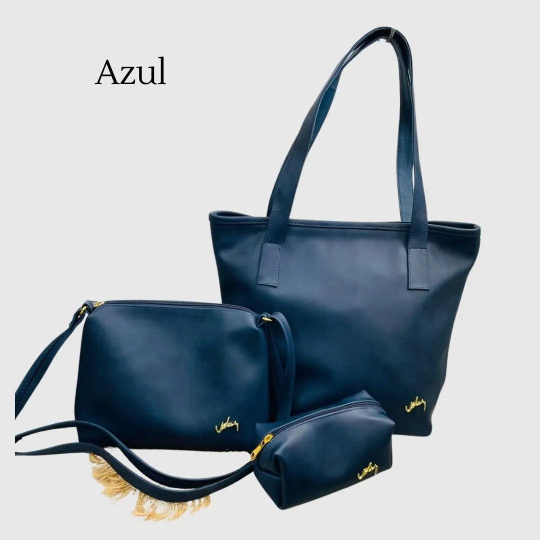 Combo Velez x 3 ( Bolso de mano - Carriel - Cosmetiquera )