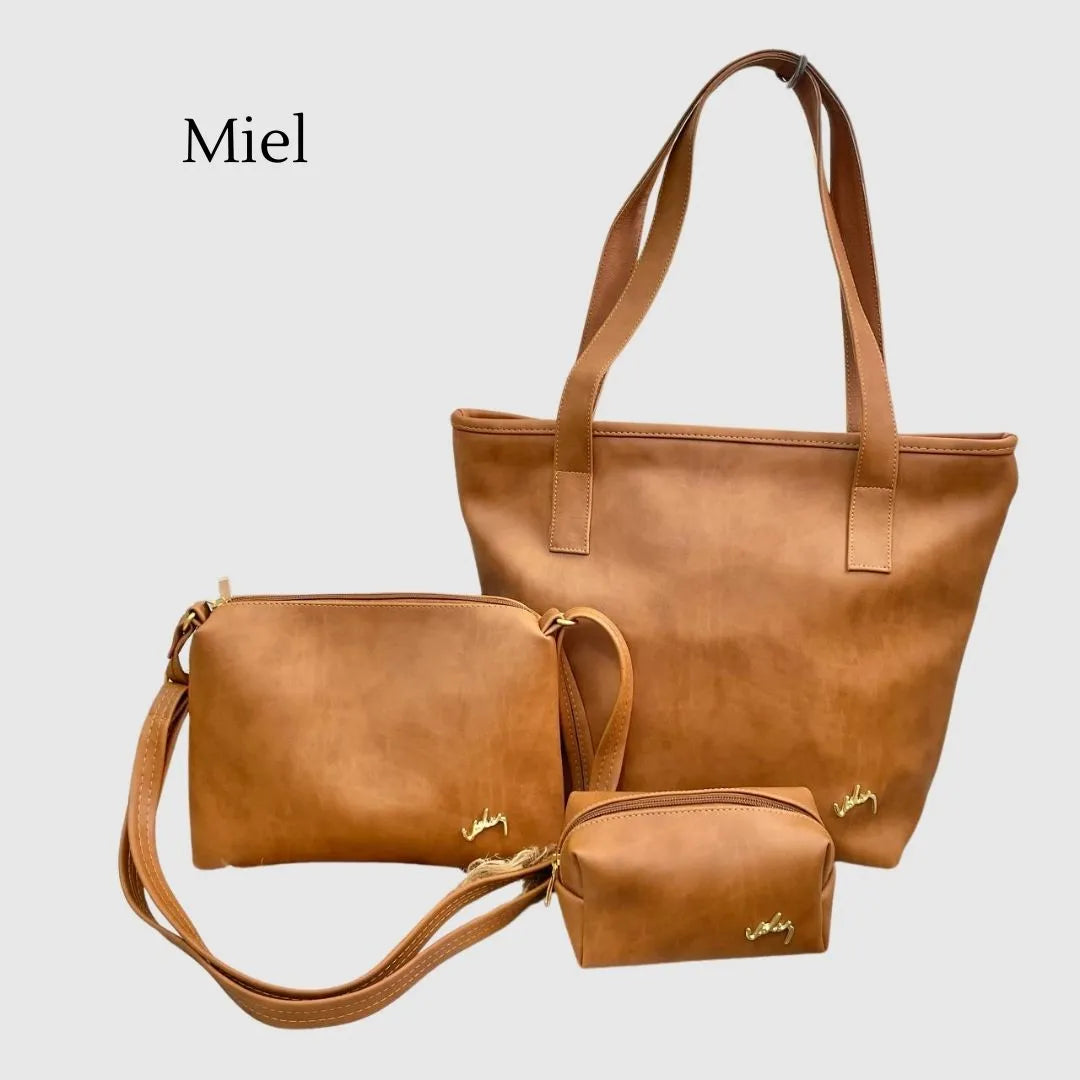 Combo Velez x 3 ( Bolso de mano - Carriel - Cosmetiquera )
