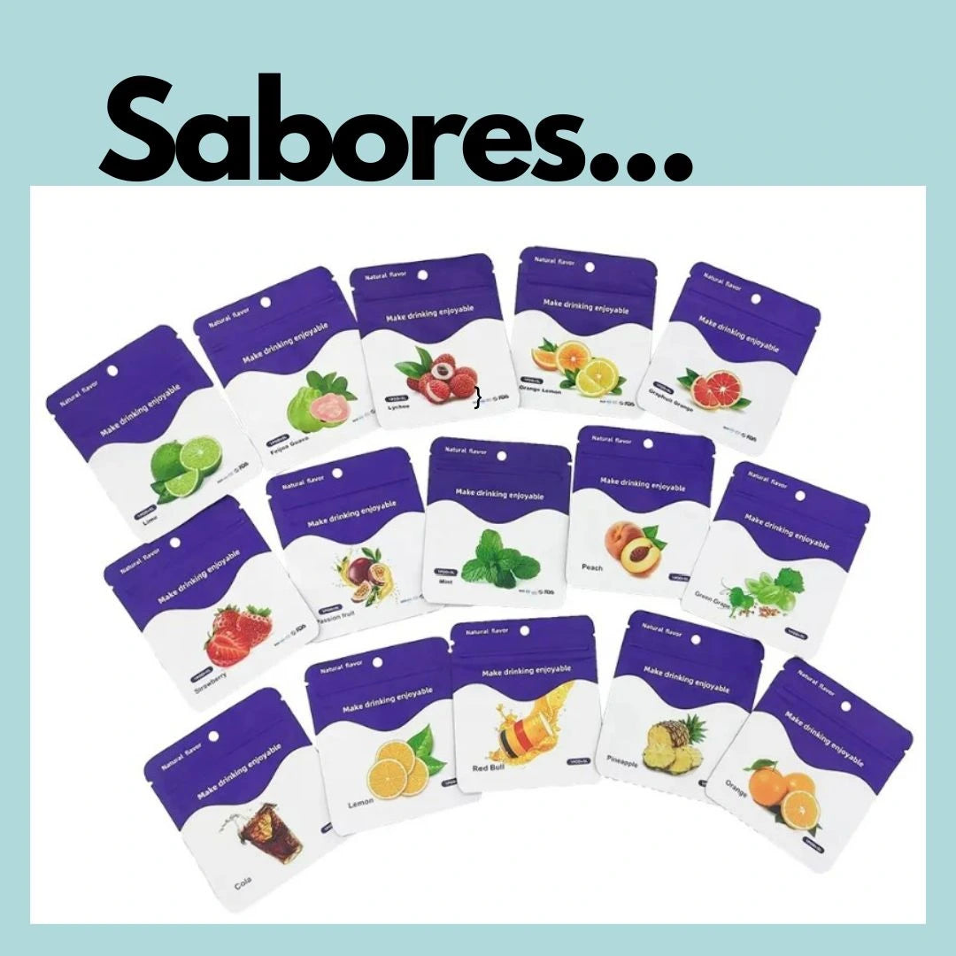 Sensagua - Termo de 900ML + 4 Capsulas de diferentes sabores (Se envia termo de color al azar)