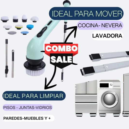 Combo Limpieza total  para tu hogar (Cepillo 9 en 1  y Rieles movibles para tus electrodomésticos )