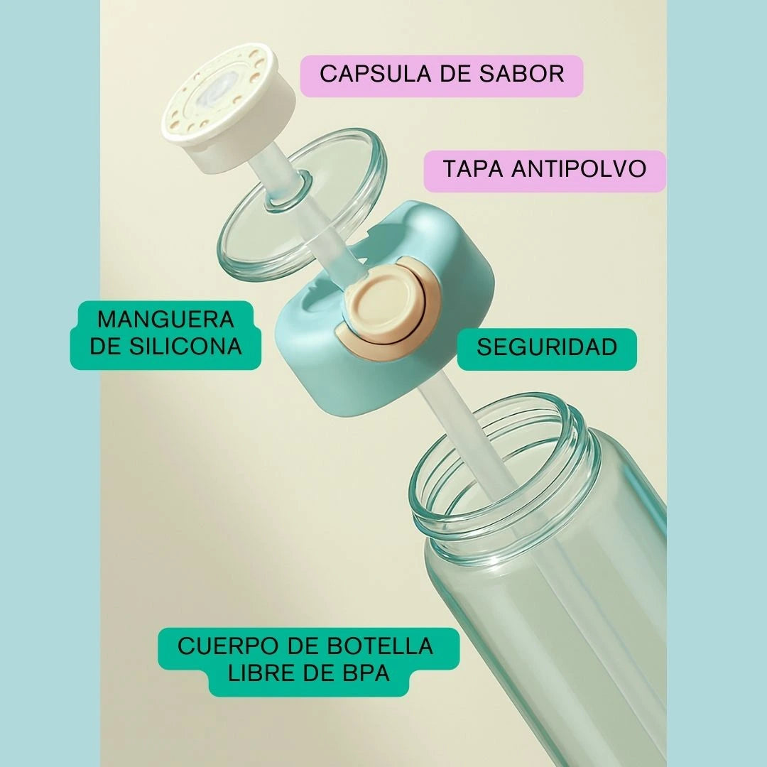 Sensagua - Termo de 900ML + 4 Capsulas de diferentes sabores (Se envia termo de color al azar)