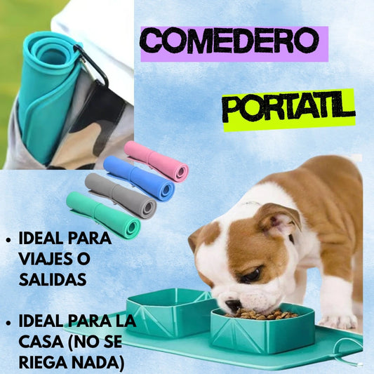 Bebedero Comedor Para Mascotas Plegables