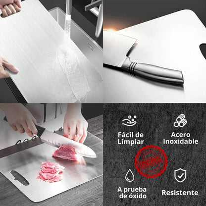 2x1 Tabla de acero Inoxidable para picar y Organizador de utensilios para tu cocina